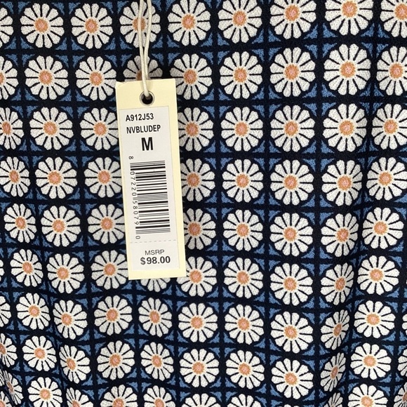 MAX Studio Smocked Sleeve Wrap Dress Color: Navy Blue Deco Poppy - Picture 6 of 8